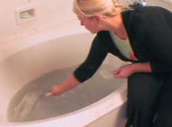 mixing clay bath water
